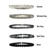 color chart of harper crystal stretch bracelet neutral shades including gray silver and black crystal beads