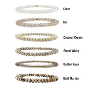 color chart of harper crystal stretch bracelet neutral shades including brown gray tan and clear crystal beads