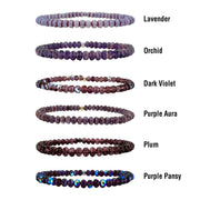 harper crystal stretch bracelet color chart showcasing purple plum lavender and deep violet czech crystal beads