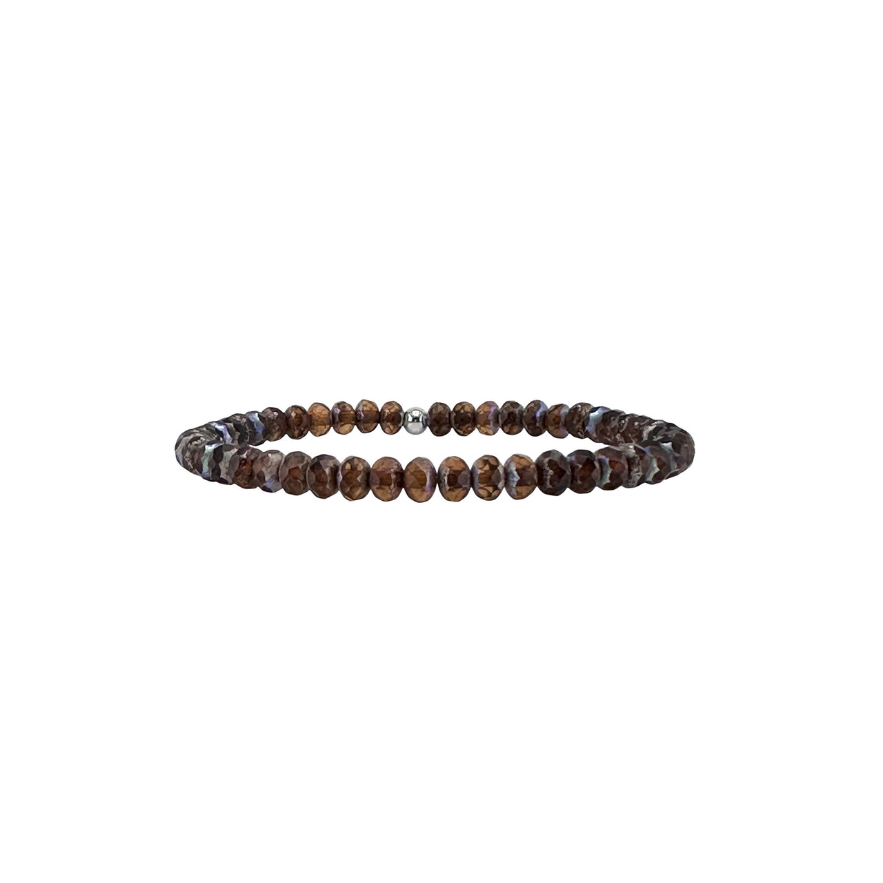 love lisa harper crystal stretch bracelet in brown faceted czech crystal beads with reflective shimmer