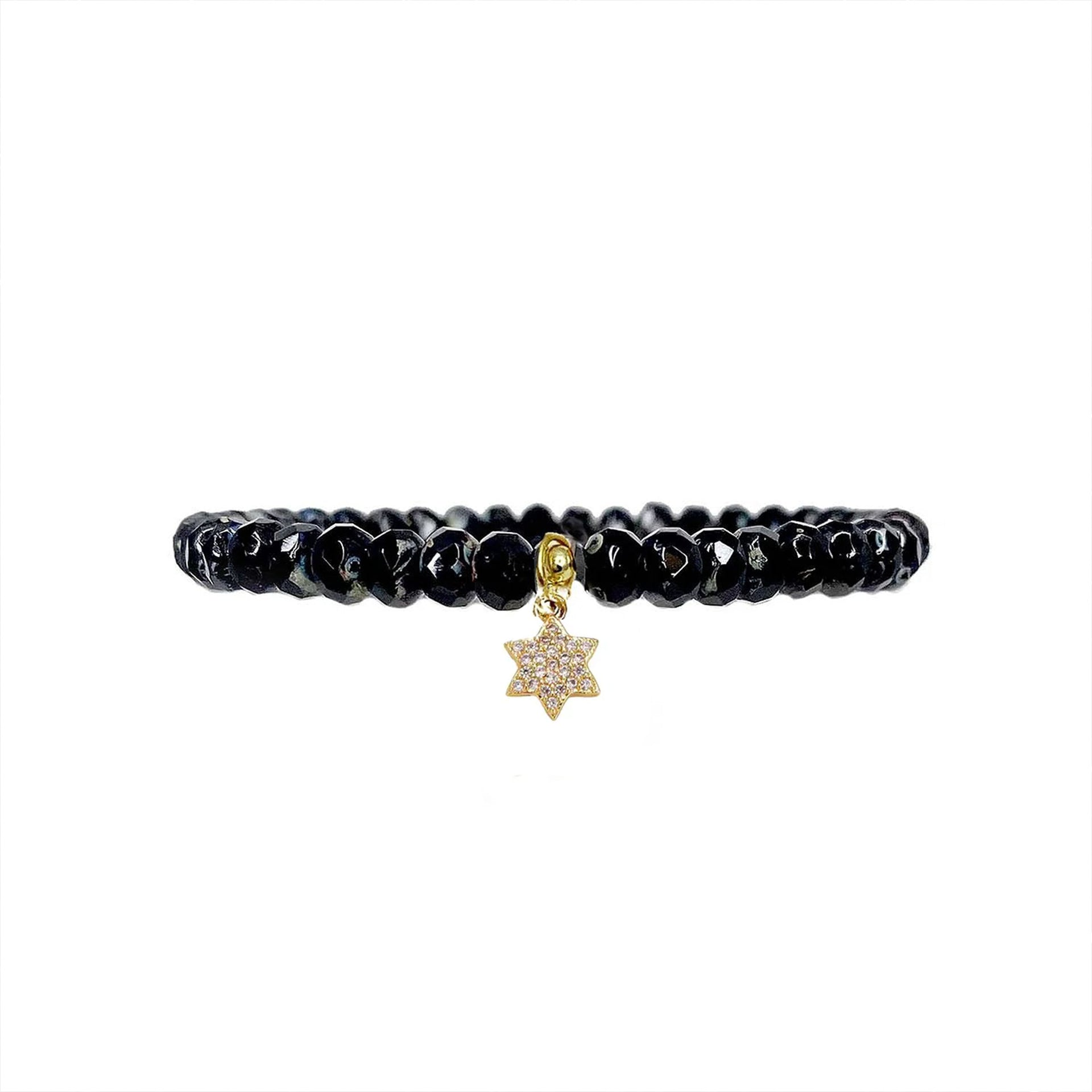 harper cz star of david charm bracelet black czech rondelle beaded bracelet love lisa