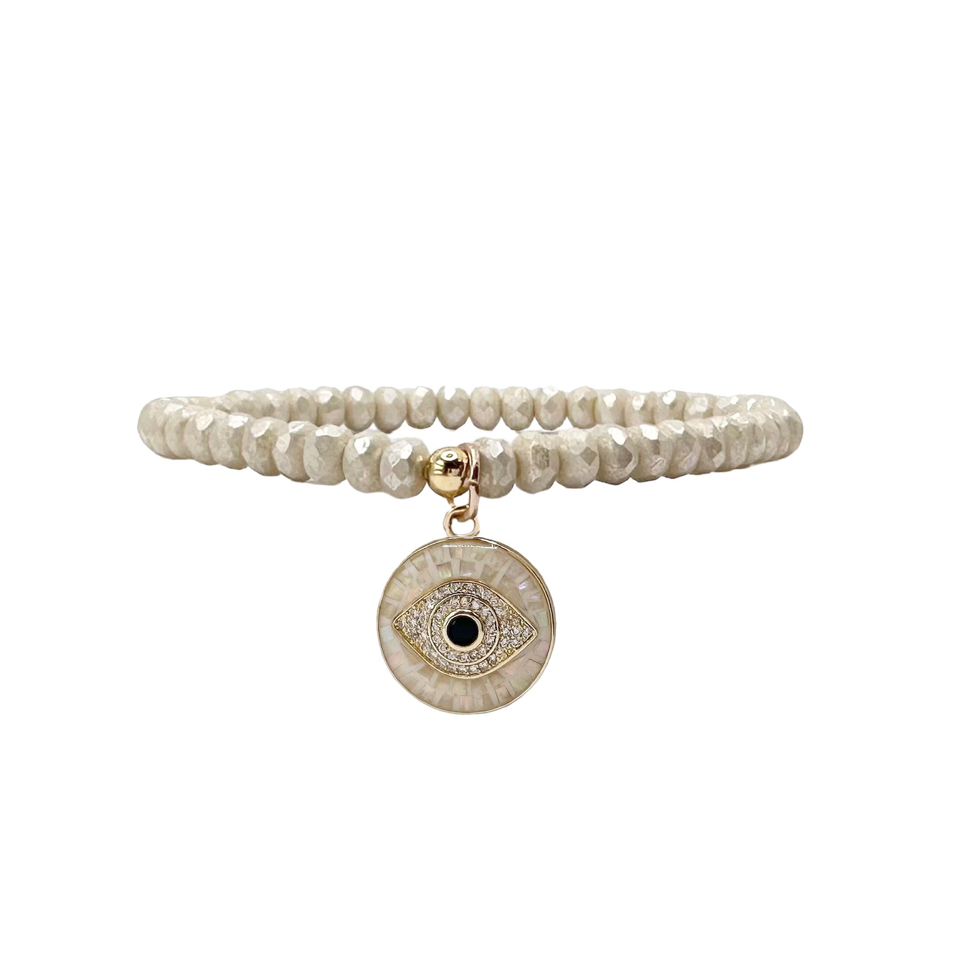 floral white harper czech crystal mosaic evil eye charm bracelet Love Lisa