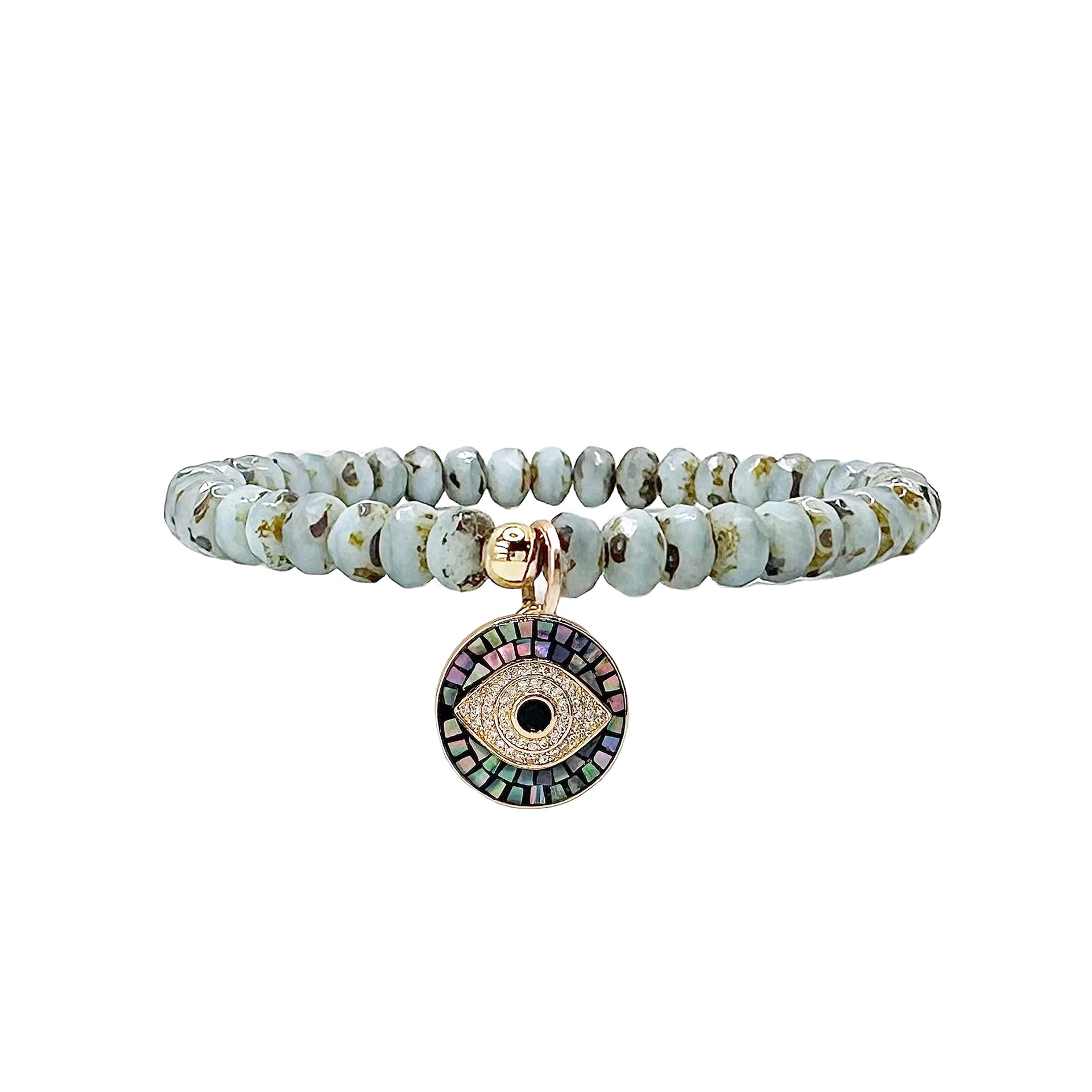 light blue harper czech crystal mosaic evil eye charm bracelet Love Lisa