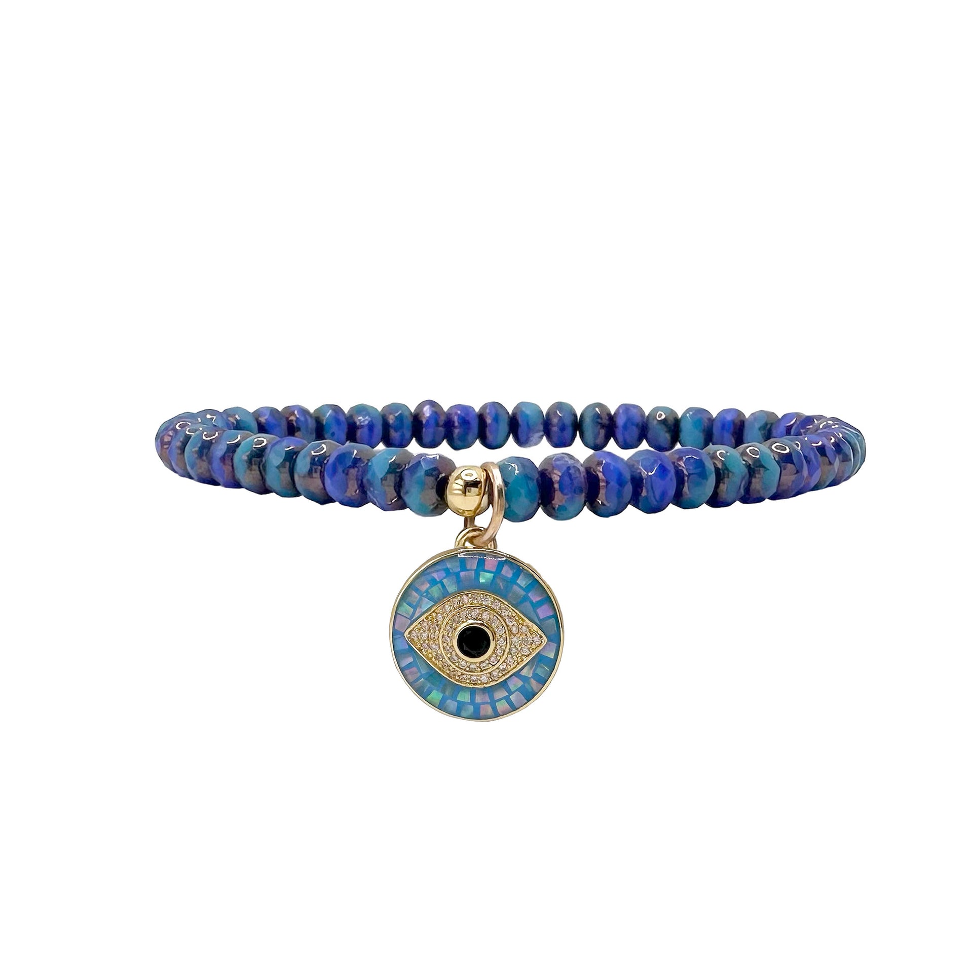 royal turquoise harper czech crystal mosaic evil eye charm bracelet Love Lisa
