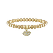 Harper evil eye Czech crystal stretch bracelet with gold faceted Czech crystal beads