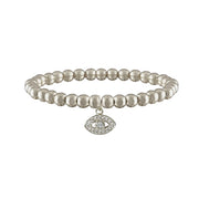 Harper evil eye Czech crystal stretch bracelet with silver faceted Czech crystal beads