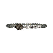 gray crystal evil eye bracelet with silver letters personalized charm bracelet