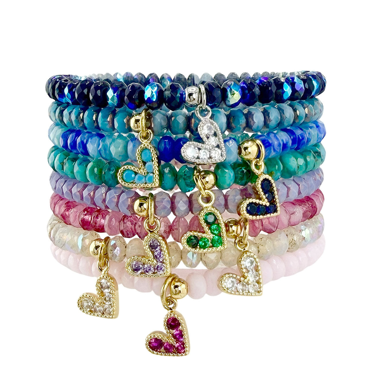 Love Lisa crystal heart charm bracelet stack colorful Harper bracelets