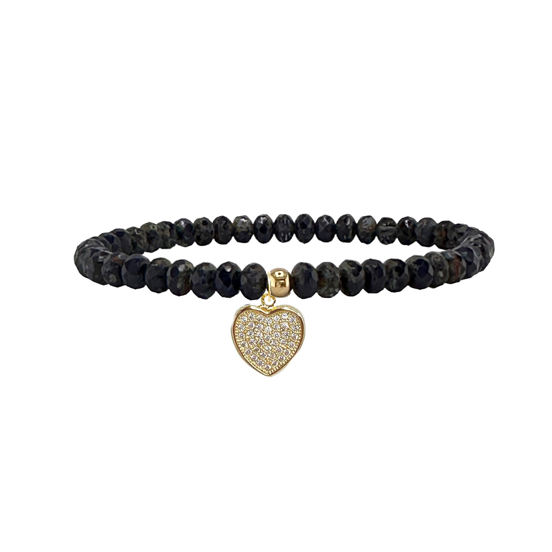love lisa harper heart bracelet black beads with gold heart charm