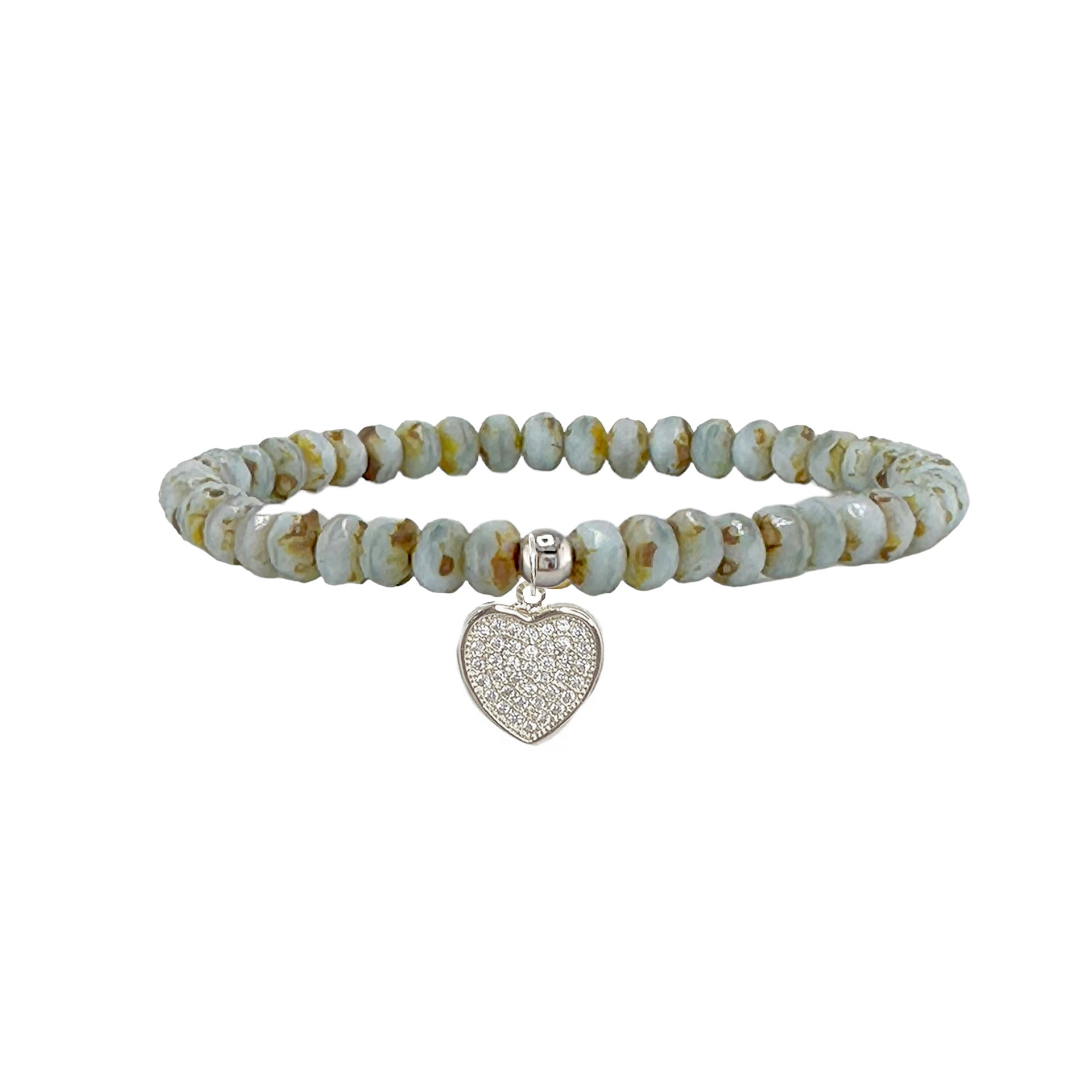 love lisa harper heart bracelet light blue beads with silver heart charm 