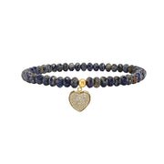 love lisa harper heart bracelet navy beads with gold heart charm