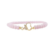 harper bracelet light pink beads with gold heart clasp love lisa