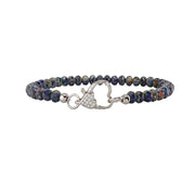 harper bracelet navy blue beads with silver heart clasp love lisa