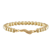 Harper Italian Horn Beaded Bracelet in Gold with polished metal beads and gold pave Italian horn