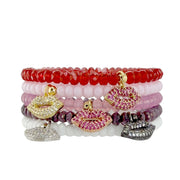 Love Lisa Harper Kisses Bracelet Czech bead stretch braceletwith pave lips charm
