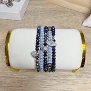 harper love your family bracelet display with navy and blue beaded stack Love Lisa