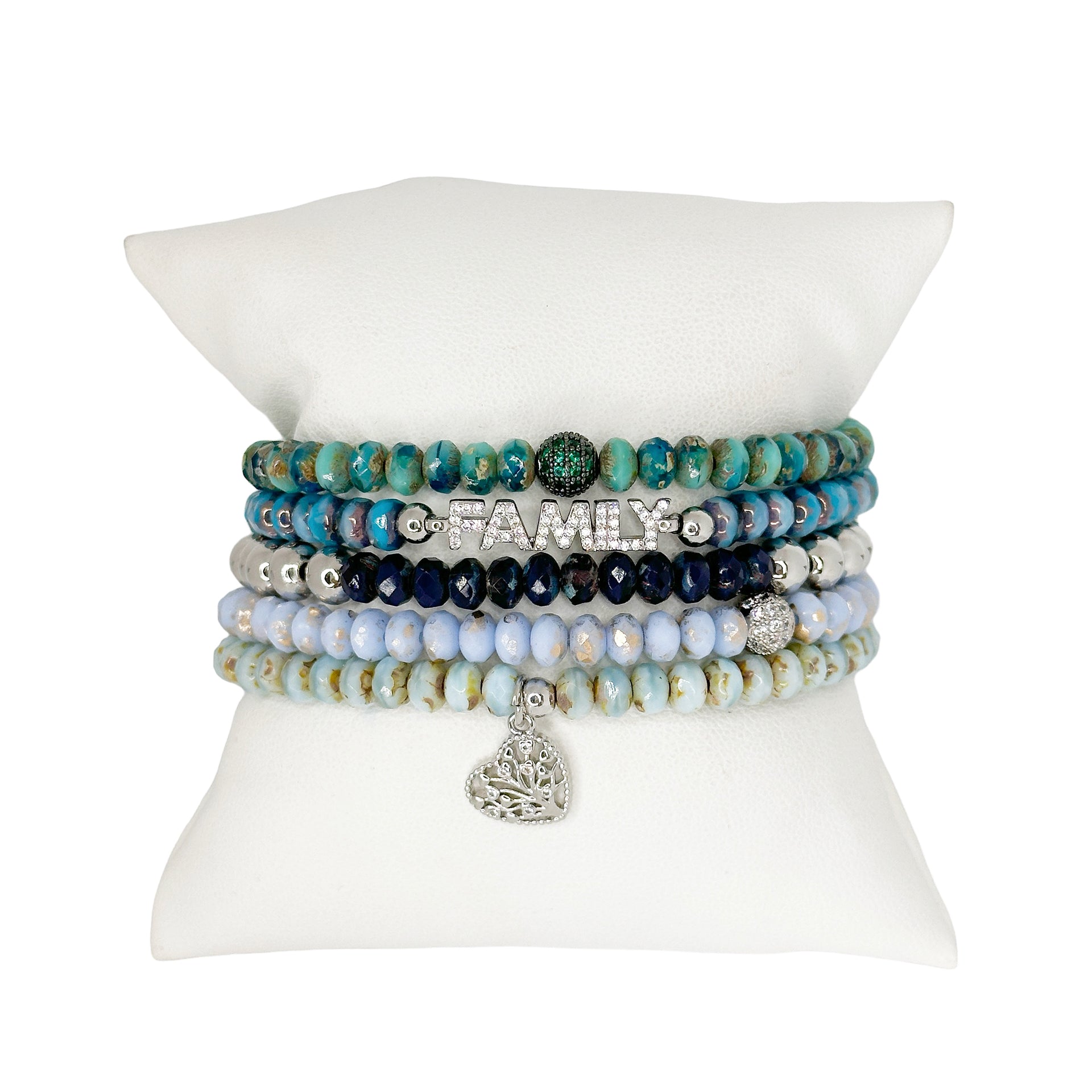 harper luxe beaded bracelet with faceted crystals on family love stack Love Lisa