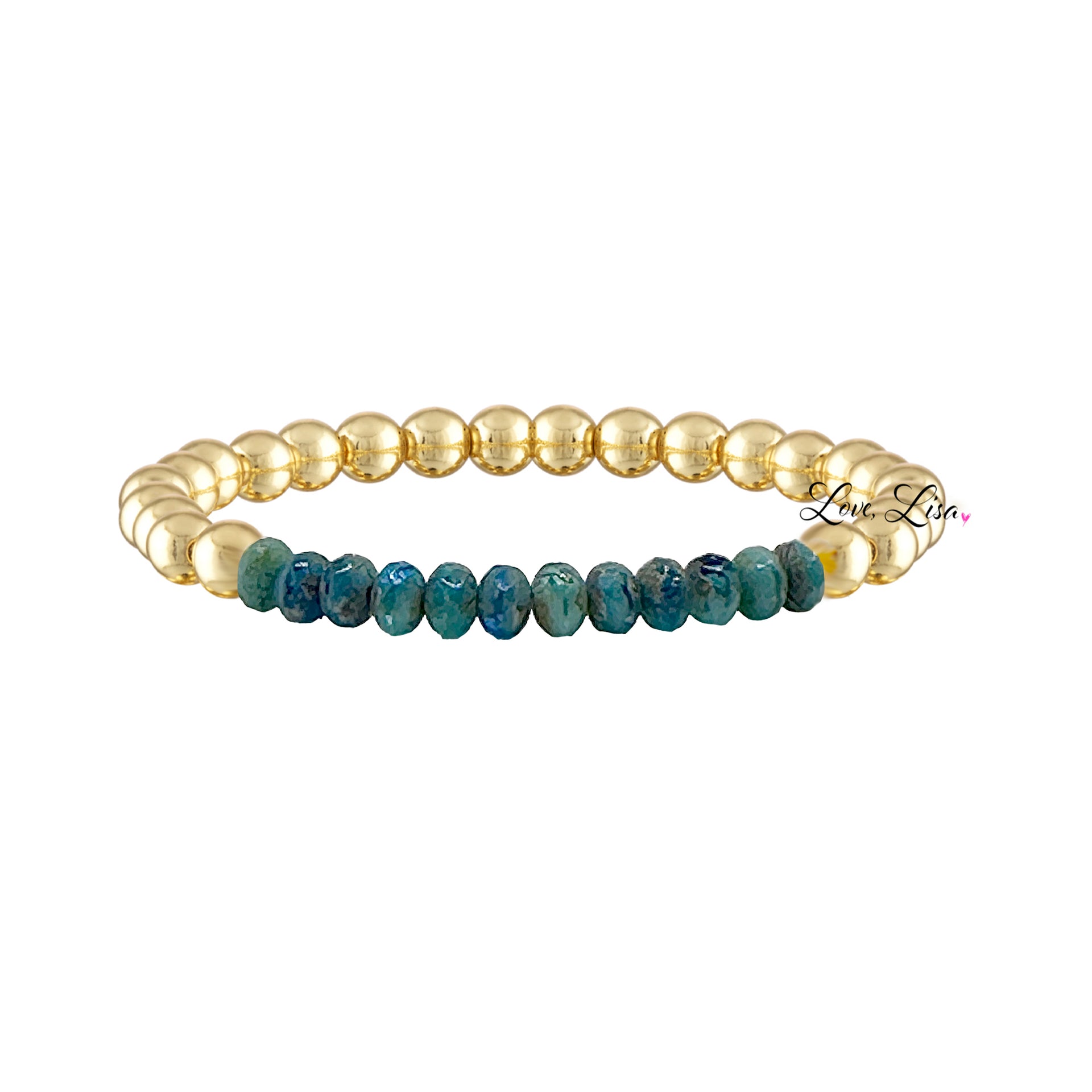 leprechaun green gold harper luxe beaded bracelet with faceted crystal beads Love Lisa