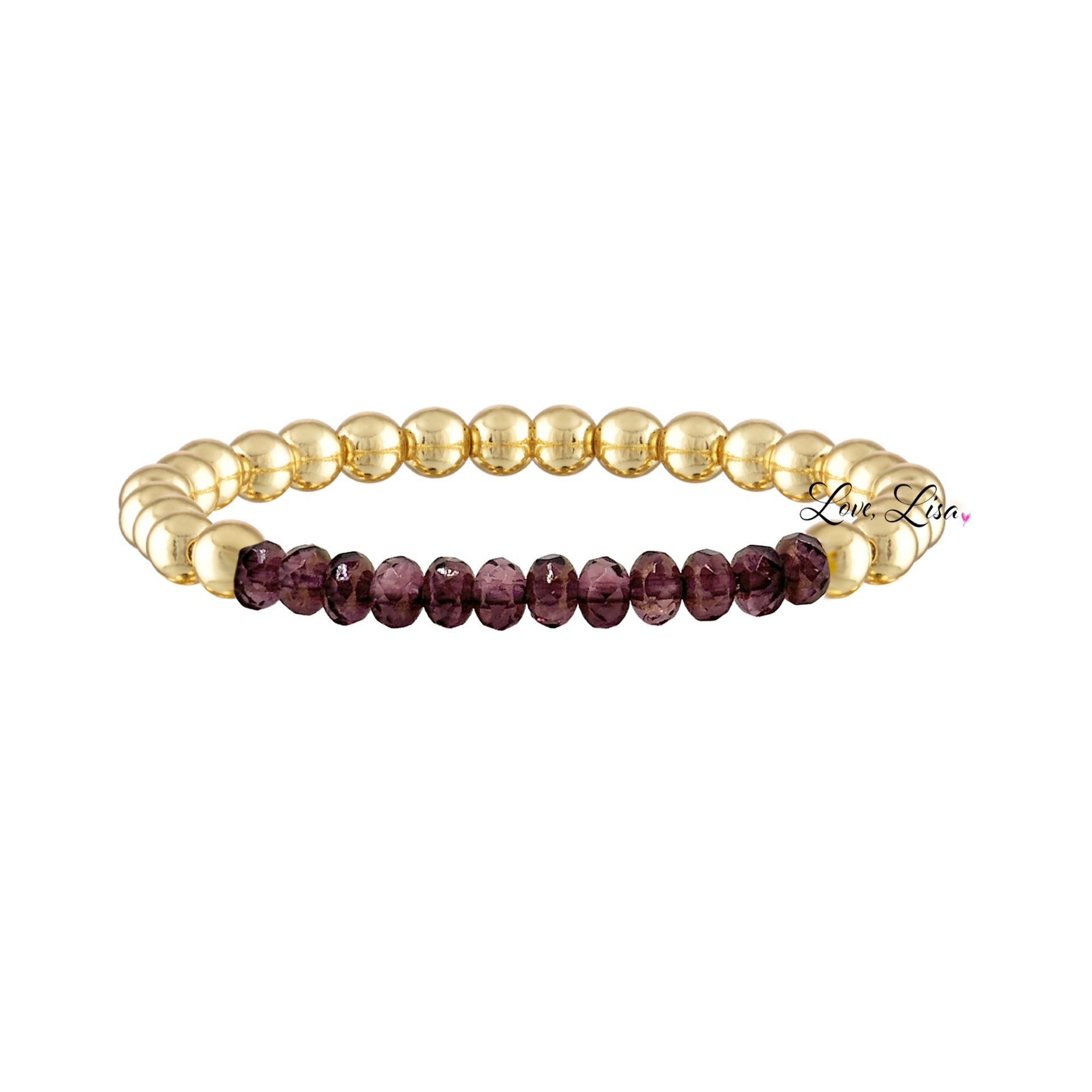 plum gold harper luxe beaded bracelet with faceted crystal beads Love Lisa
