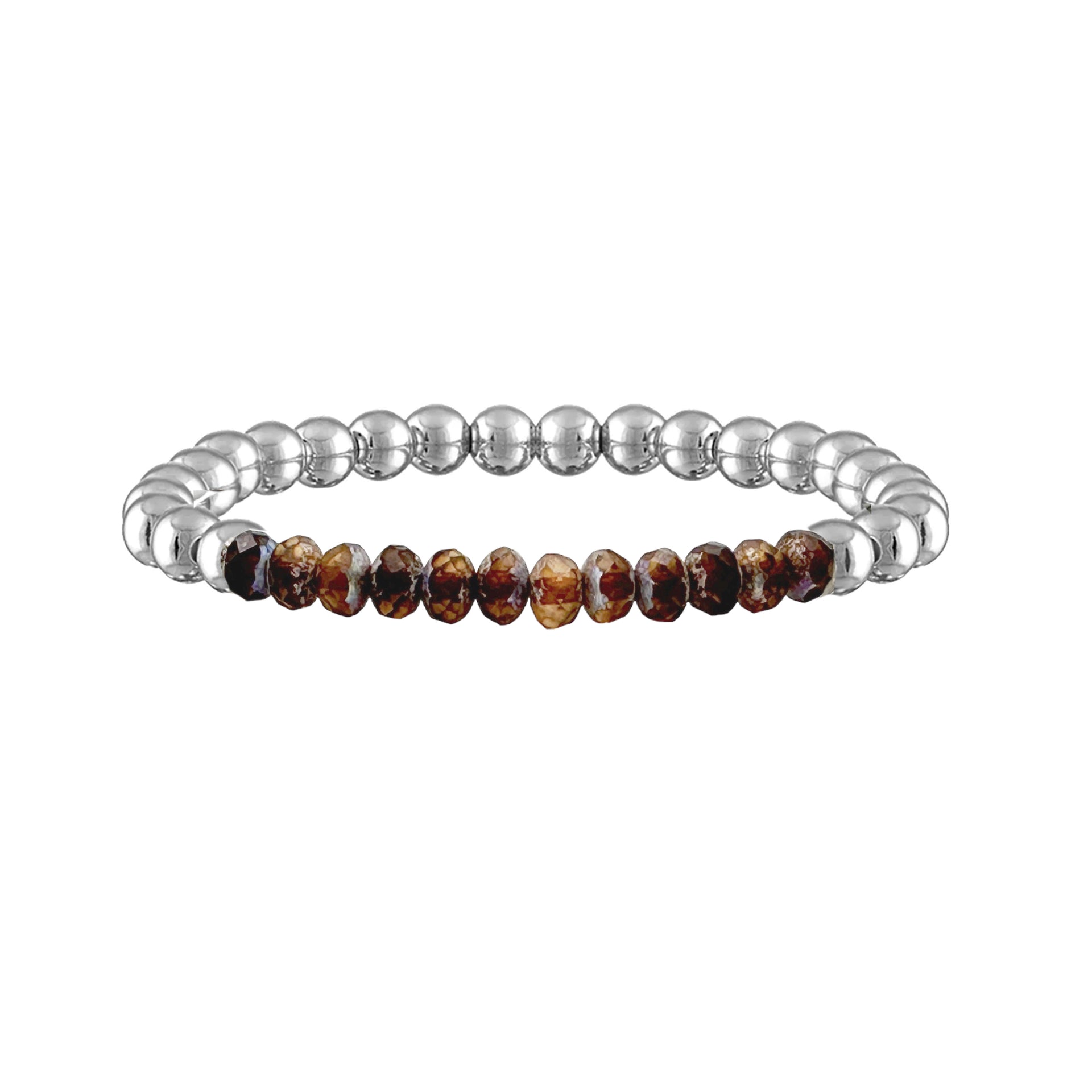 root beer silver harper luxe beaded bracelet with 6mm beads Love Lisa