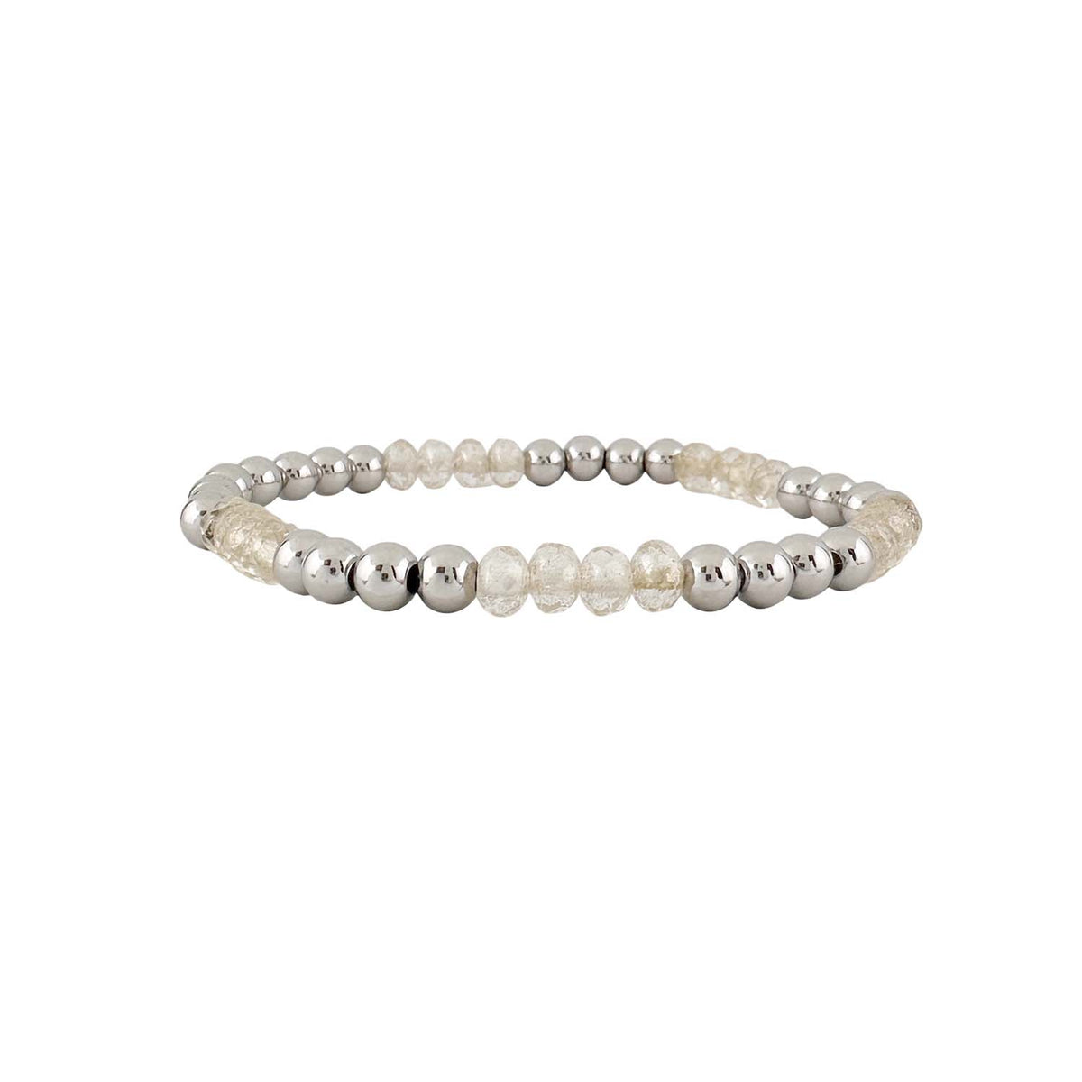 Harper Luxe Crystal Rhythm Bracelet in Ice with clear crystal accents and polished silver beads