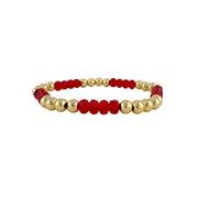 Harper Luxe Crystal Rhythm Bracelet in Red with red crystal accents and polished gold beads