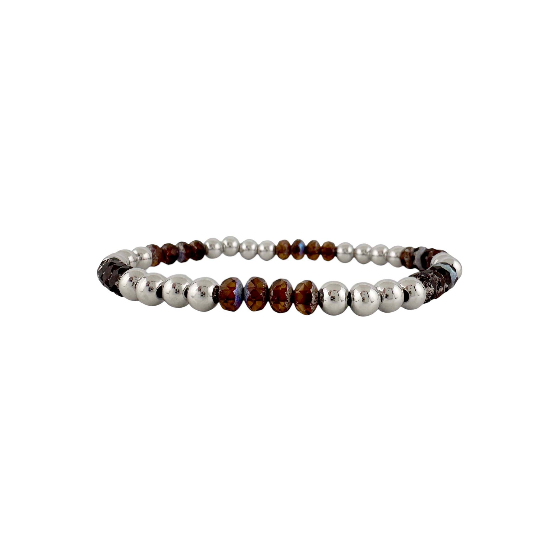 Love Lisa Harper Luxe Crystal Rhythm Bracelet with root beer brown crystals and polished beads on stretch cord
