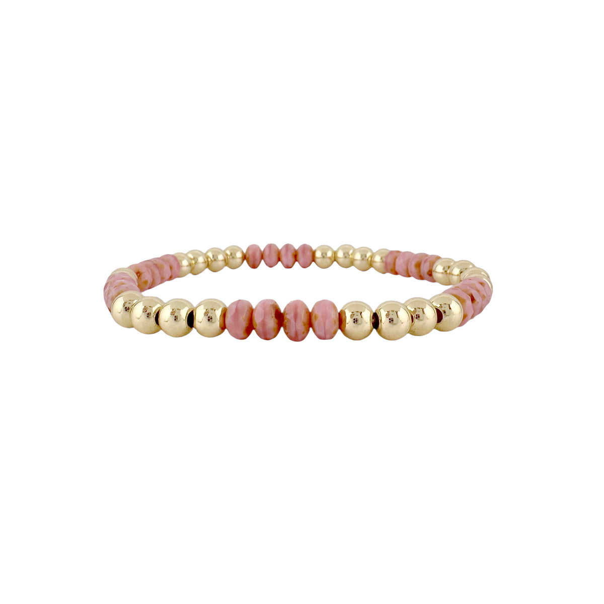 Elegant Harper Luxe Crystal Rhythm Bracelet in gold with alternating crystals and round beads in sunset rose