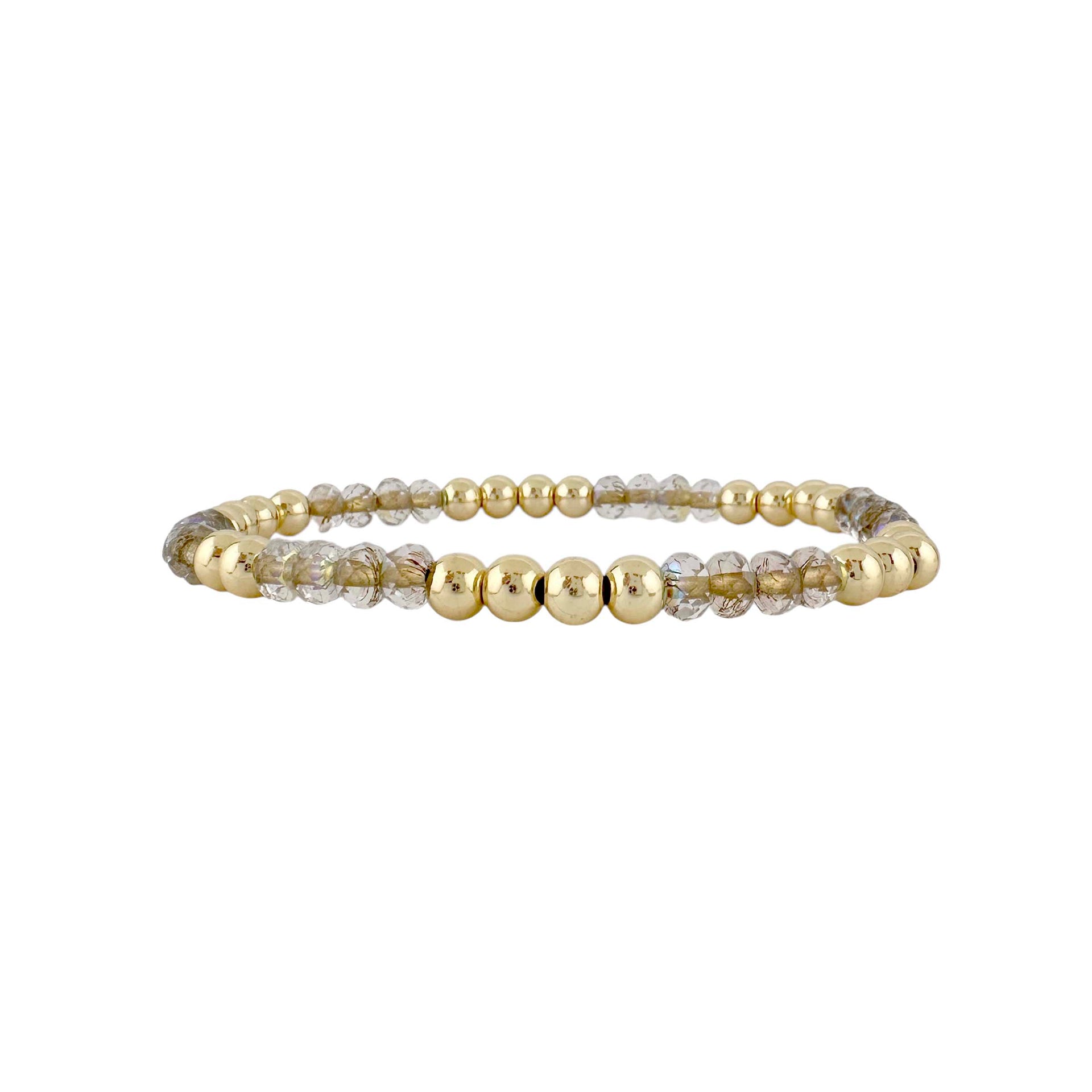 Elegant Harper Luxe Crystal Rhythm Bracelet in Golden Aura and gold with alternating crystals and round beads