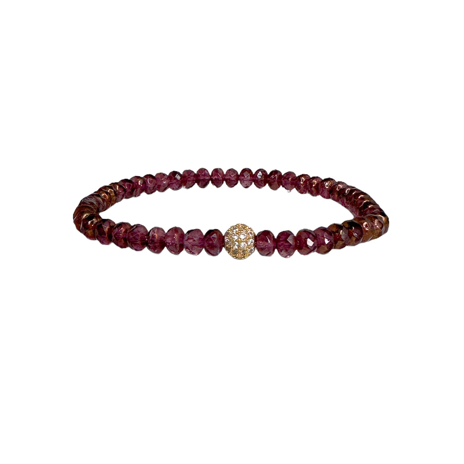 plum harper pave bracelet with deep purple faceted beads and crystal pave accent by Love Lisa