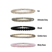 color chart showing available harper personalized word bracelet bead colors including ice golden aura misty rose ultimate gray and black