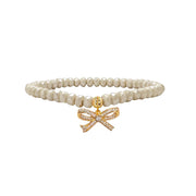 floral white harper pretty cz bow bracelet with clear faceted beads and silver crystal bow charm by Love Lisa jewelry
