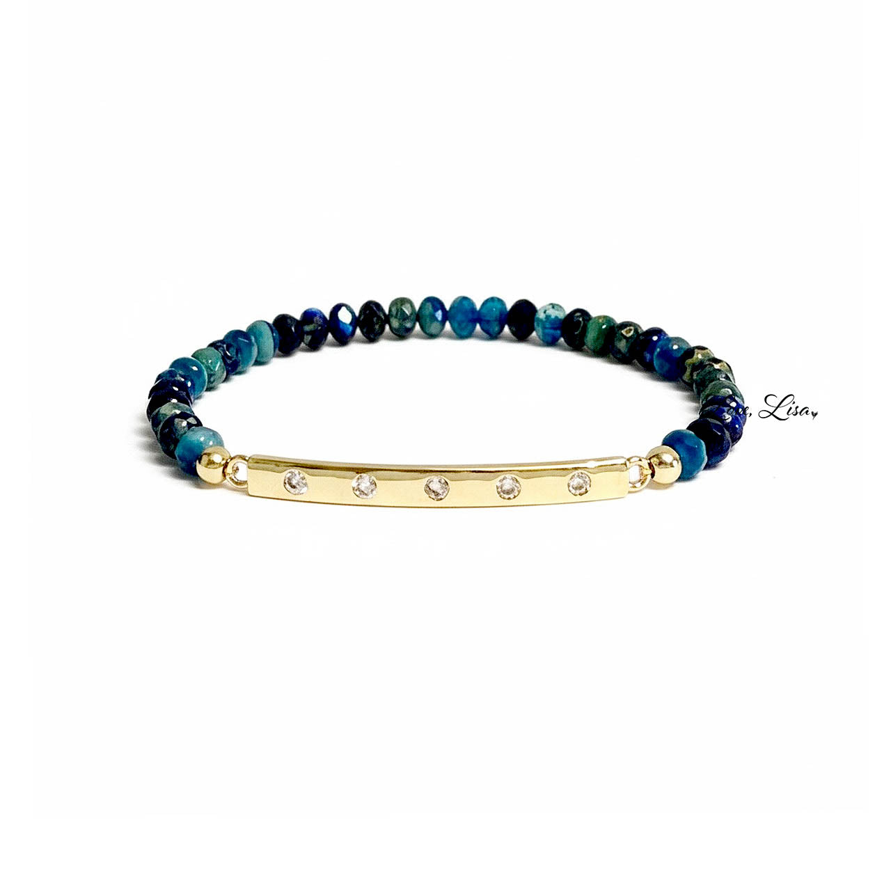 Harper Signature Rhinestone Bar Bracelet green combo stretch bracelet with rhinestone connector bar
