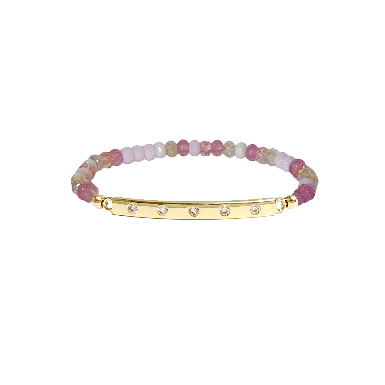 Harper Signature Rhinestone Bar Bracelet pink combo stretch beaded bracelet with polished rhinestone bar
