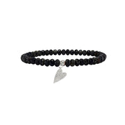 black harper slanted heart beaded bracelet with faceted crystal beads and silver pavé slanted heart charm by Love Lisa