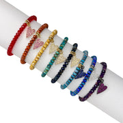 set of harper slanted heart beaded bracelets displayed on jewelry roll showing multiple color variants by Love Lisa