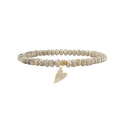 floral white harper slanted heart beaded bracelet with ivory-toned faceted beads and gold pavé charm by Love Lisa