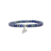mykonos blue harper slanted heart beaded bracelet featuring ocean-tone faceted beads and silver pavé heart charm by Love Lisa