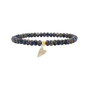 navy harper slanted heart beaded bracelet with dark blue crystal beads and silver pavé heart charm by Love Lisa