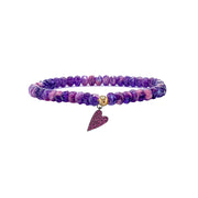 orchid purple harper slanted heart beaded bracelet with crystal pavé heart charm by Love Lisa jewelry