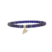 royal blue harper slanted heart beaded bracelet with crystal pavé heart charm and faceted beads by Love Lisa jewelry