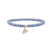 sky blue harper slanted heart beaded bracelet with light blue faceted glass beads and pavé charm by Love Lisa