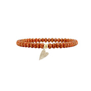 spicy orange harper slanted heart beaded bracelet featuring faceted beads and gold crystal heart charm by Love Lisa