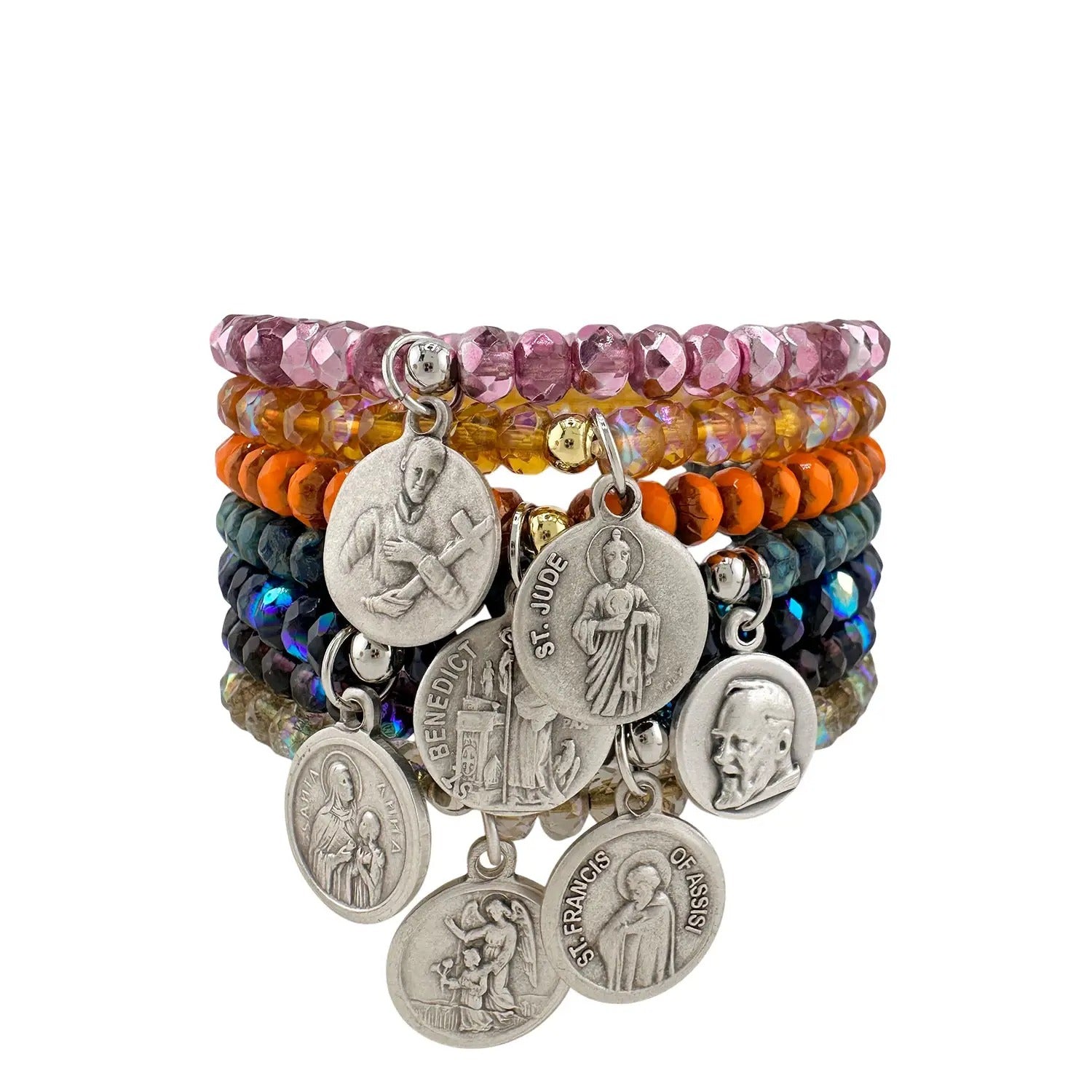 stack of the harper crystal saint bracelets
