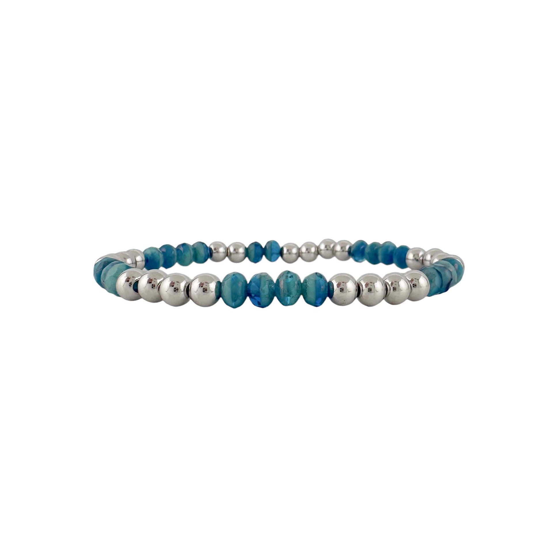 Elegant Harper Luxe Crystal Rhythm Bracelet in teal and silver with alternating crystals and round beads