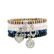 Love Lisa harper unlock my heart crystal bracelet stack with silver heart lock and key charms
