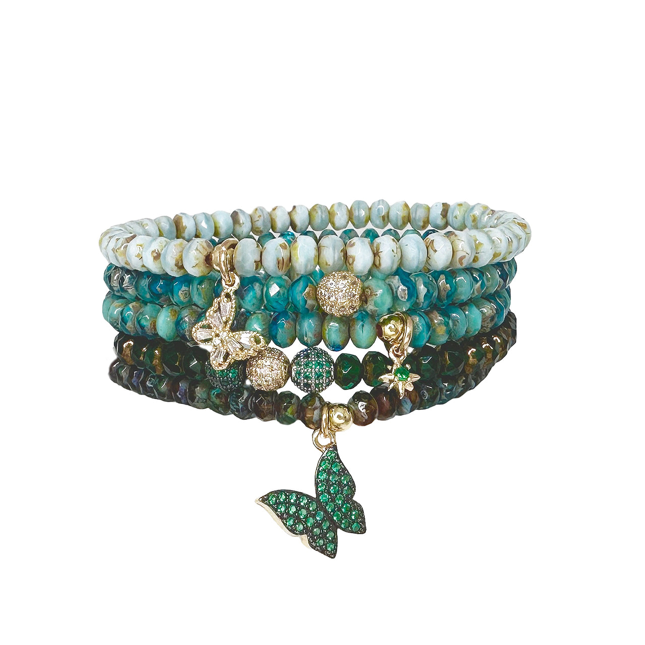 Harper Green Butterfly Collection of Bracelets