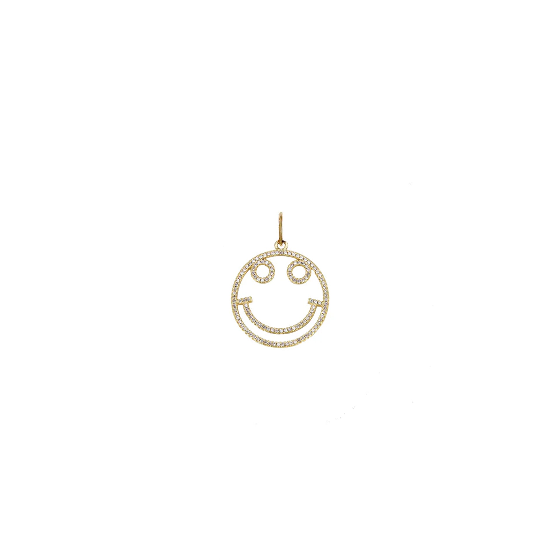 Gold Hazel Brilliant Smile Charm – front view with micro pave detail