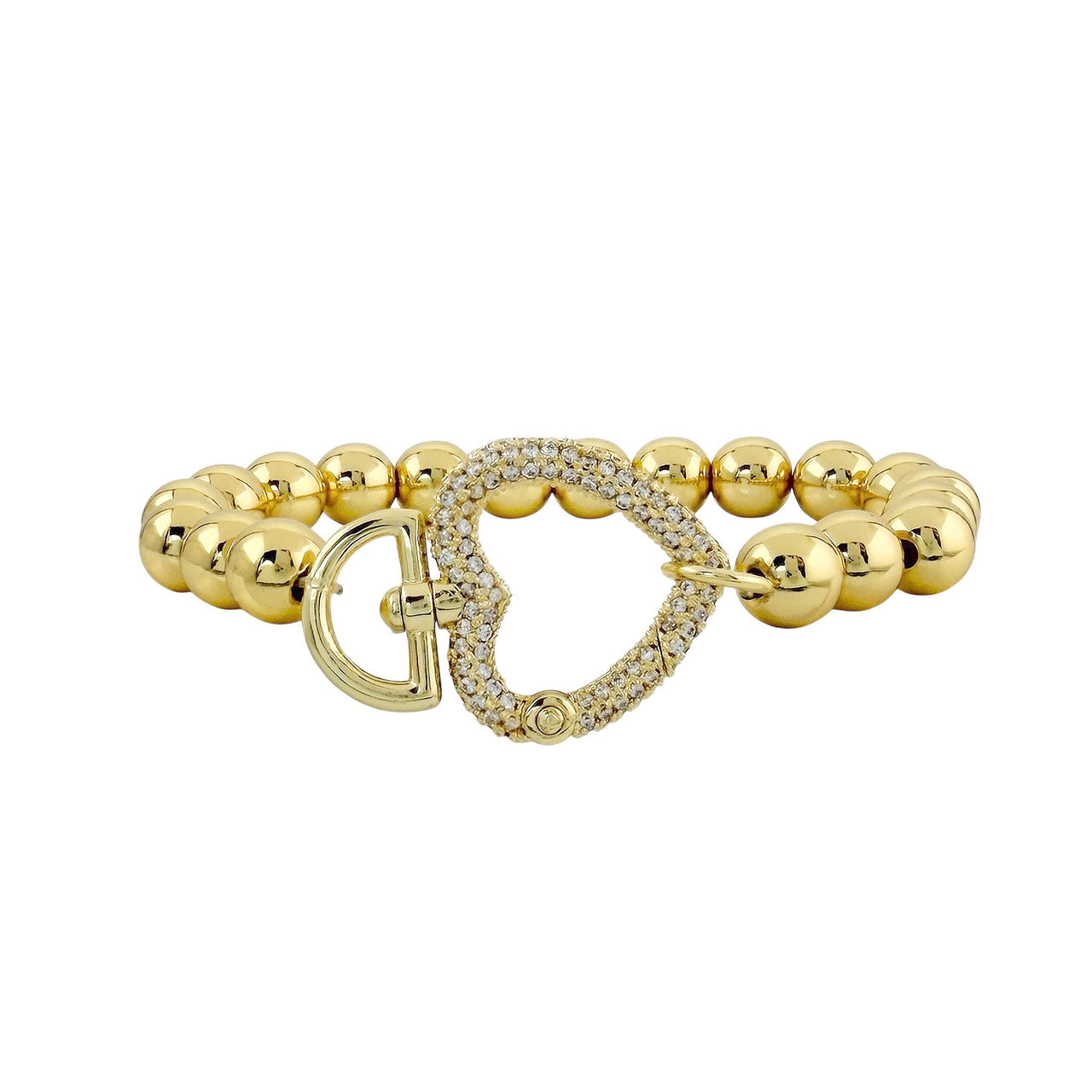 Love Lisa heart clasp stretch bracelet gold pavé crystal heart charm stretch bracelet jewelry