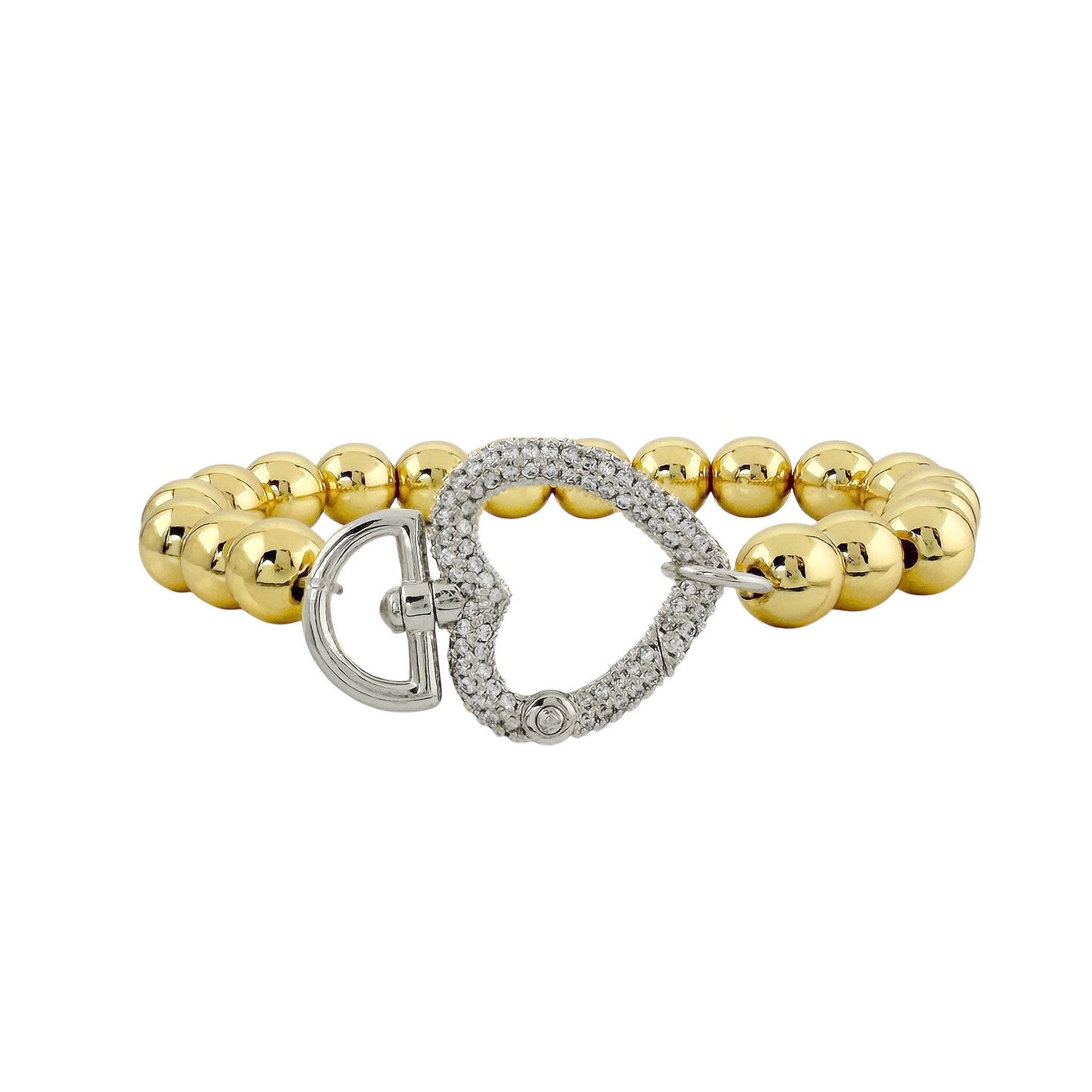 Love Lisa heart clasp stretch bracelet gold pavé crystal heart charm stretch bracelet jewelry